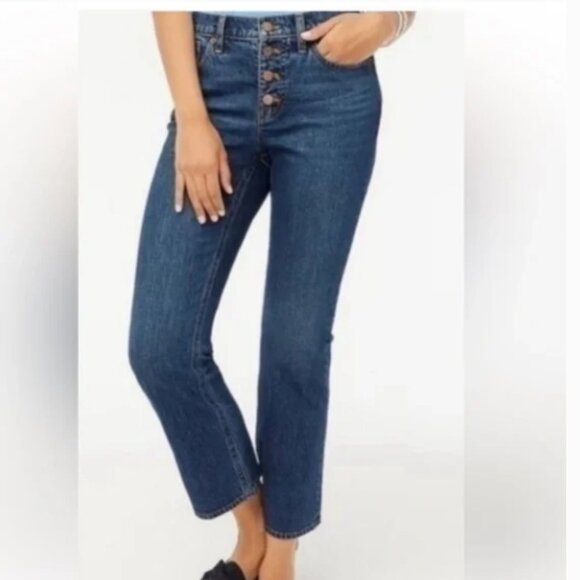 J. Crew Denim - J.Crew Mid-Rise Flare Crop Stretch Jeans Button Fly Size 27